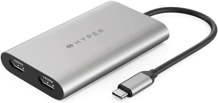 HyperDrive 4K Dual HDMI Adapter for M1 MacBook, 3in1 USB C Hub: HDMI 4K 60Hz, HDMI 4K 30Hz, USB-C PD 100W for MacBook Pro/Air(M1 & Intel-Powered), Windows PC, Chromebook