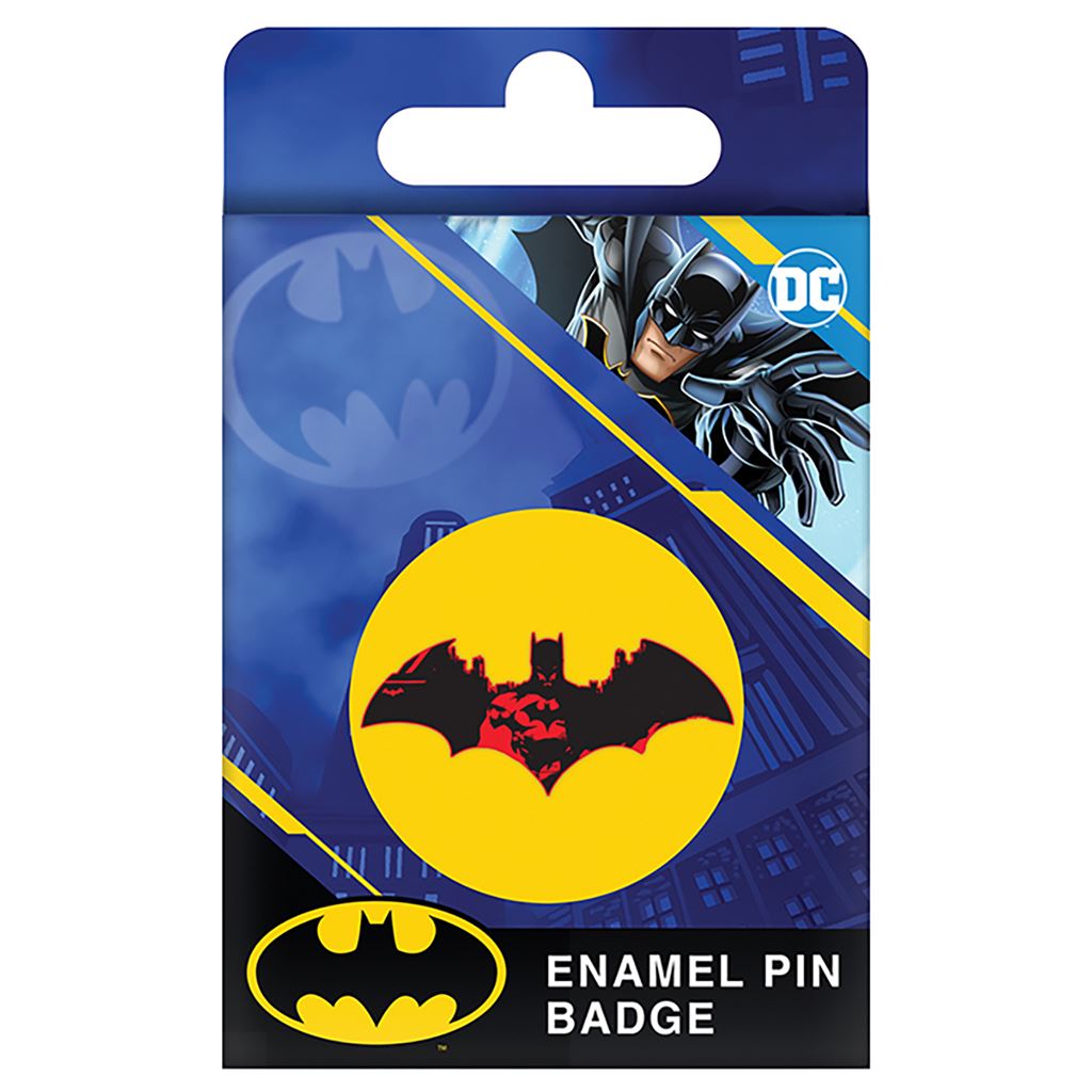 Batman Enamel Pin Badge (Red Design) 5cm x 1.5cm - Official Merchandise