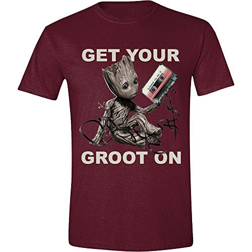 Guardians of the Galaxy Men T-Shirt Groot Claret Cotton - XL