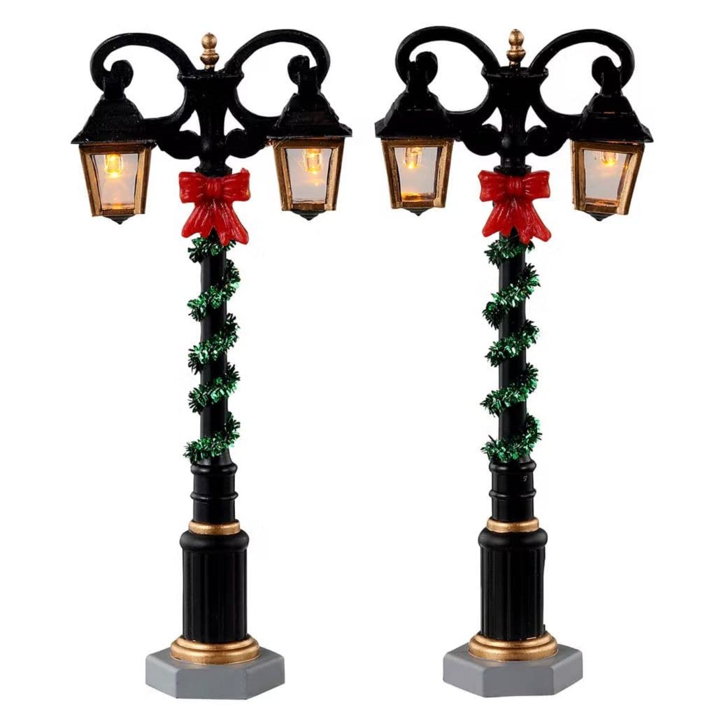 Lemax Village Collection - Splendid Lights Street Lamps Set of 2 Battery Operated Accessory #34090