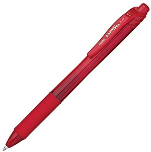 Pentel Energel-BL107-BX Tip Retractable Pen, 0.7 mm - Red (Pack of 12) Modern Red 12 Count (Pack of 1)