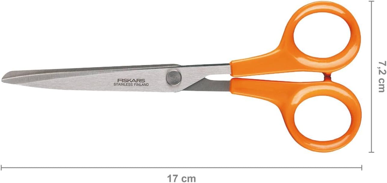 Fiskars Universal Scissors, Length: 17 cm, For Right- and Left-handed Users, Stainless Steel Blade/Plastic Handles, Orange, Classic, 1005150 Length: 17 cm Right- / and left-handed
