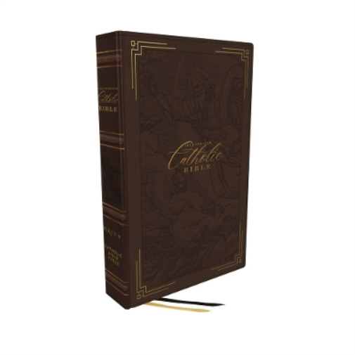 NRSVCE, Illustrated Catholic Bible, Genuine leather over board, Brown, Comfort Print