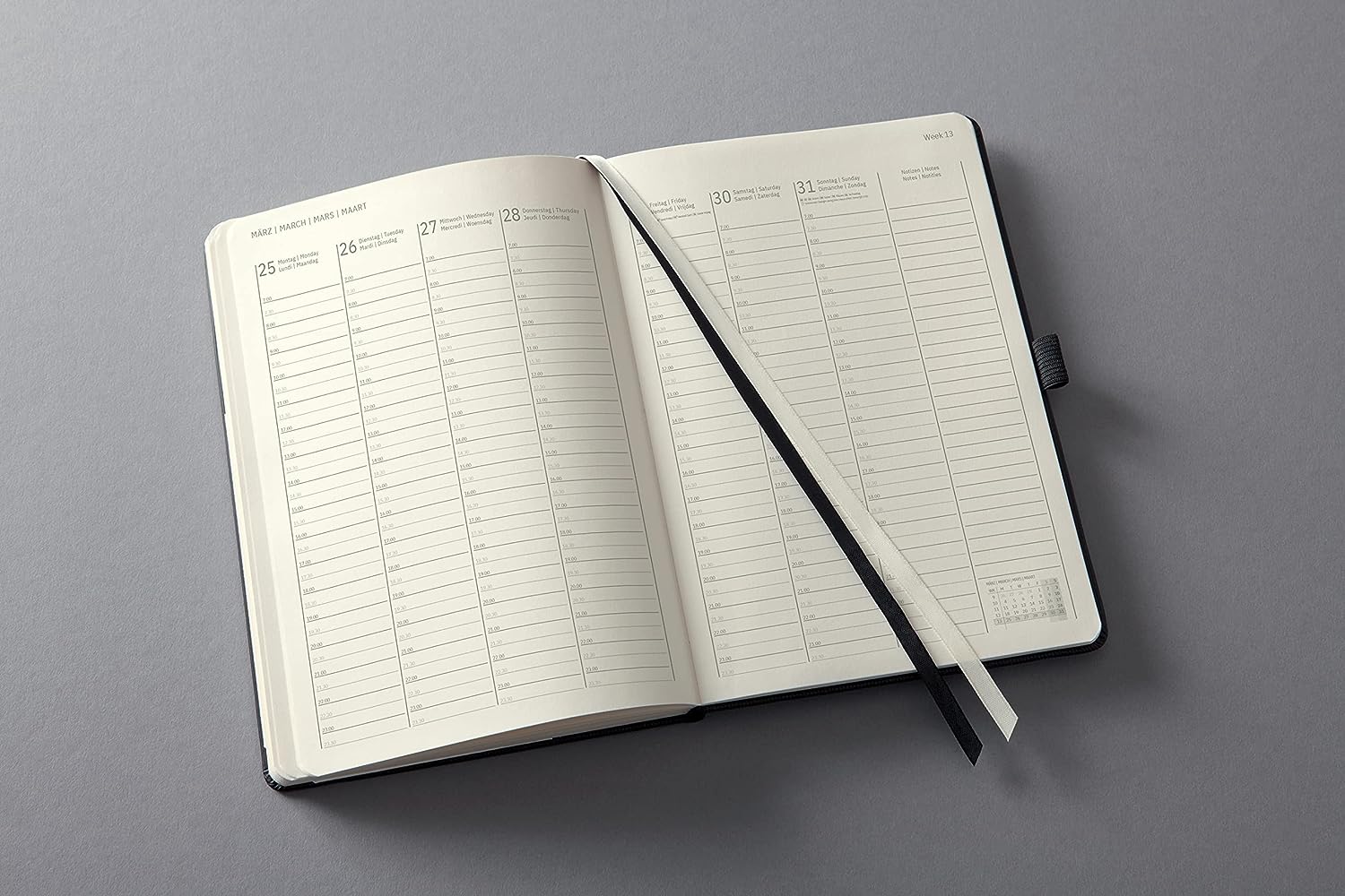 SIGEL C2419 Conceptum Weekly planner 2024, vertical layout, approx. A5, Black, hardcover, 2 pages equal to 1 week, 192 pages Planning Book A5, 1 Column
