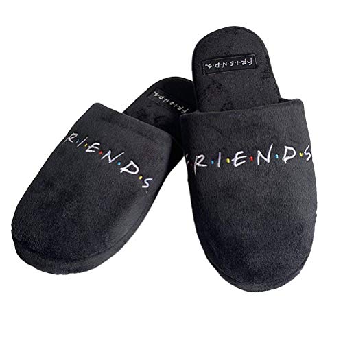 Groovy Uk Women's Friends Slippers, Black/White, 28cm, Black/White, 5-7, Black/White, 5-7