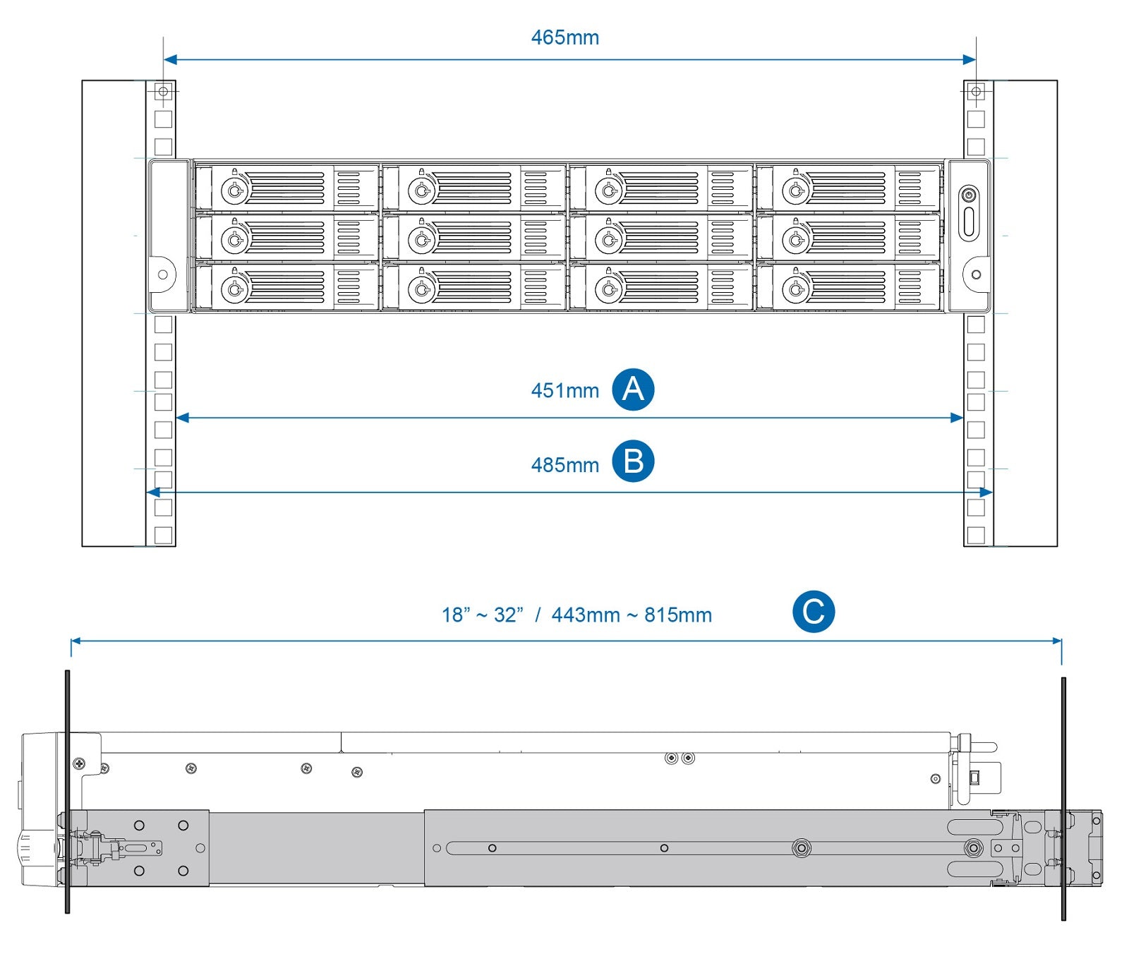 QNAP RAIL-B02 rack accessory Rack rail kit