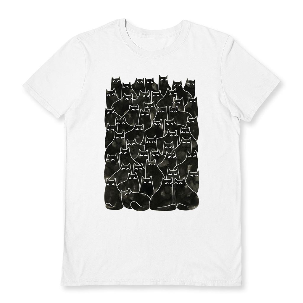 LITTLE CLYDE (SUSPICIOUS CATS) WHITE UNISEX T-SHIRT