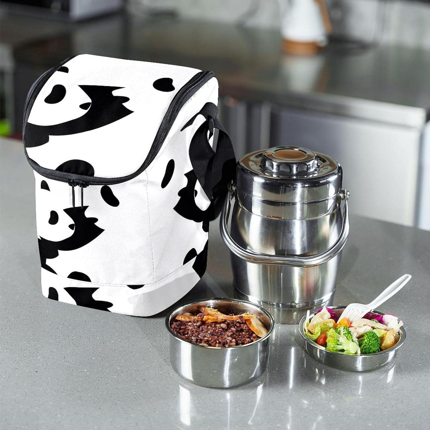 Tfcocft Lunch Bag Damen,Lunchbox F?¼R Damen,Kleine Lunch Tasche,Isolierte Lunch Tasche,Schwarz Wei?ÿes Panda Tier Muster
