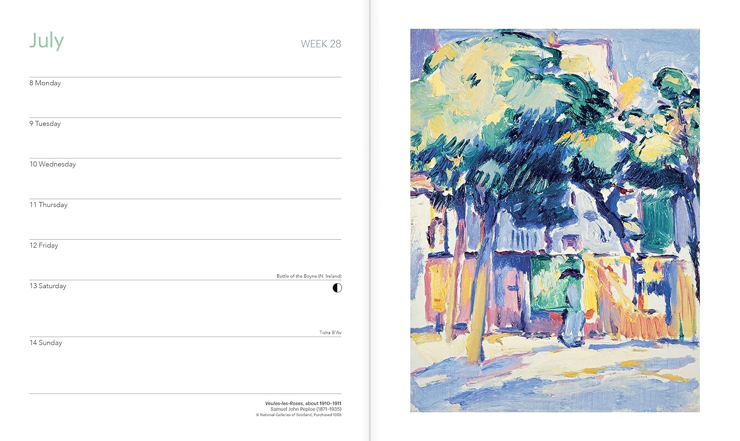 National Galleries Scotland 2024 Desk Diary - Week to View, Illustrated on every page