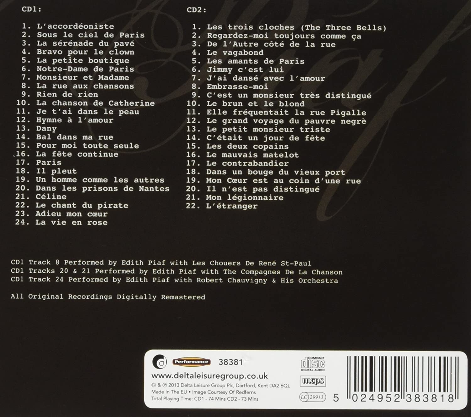 Edith Piaf - Hymne A L`Amour (2 Cd)