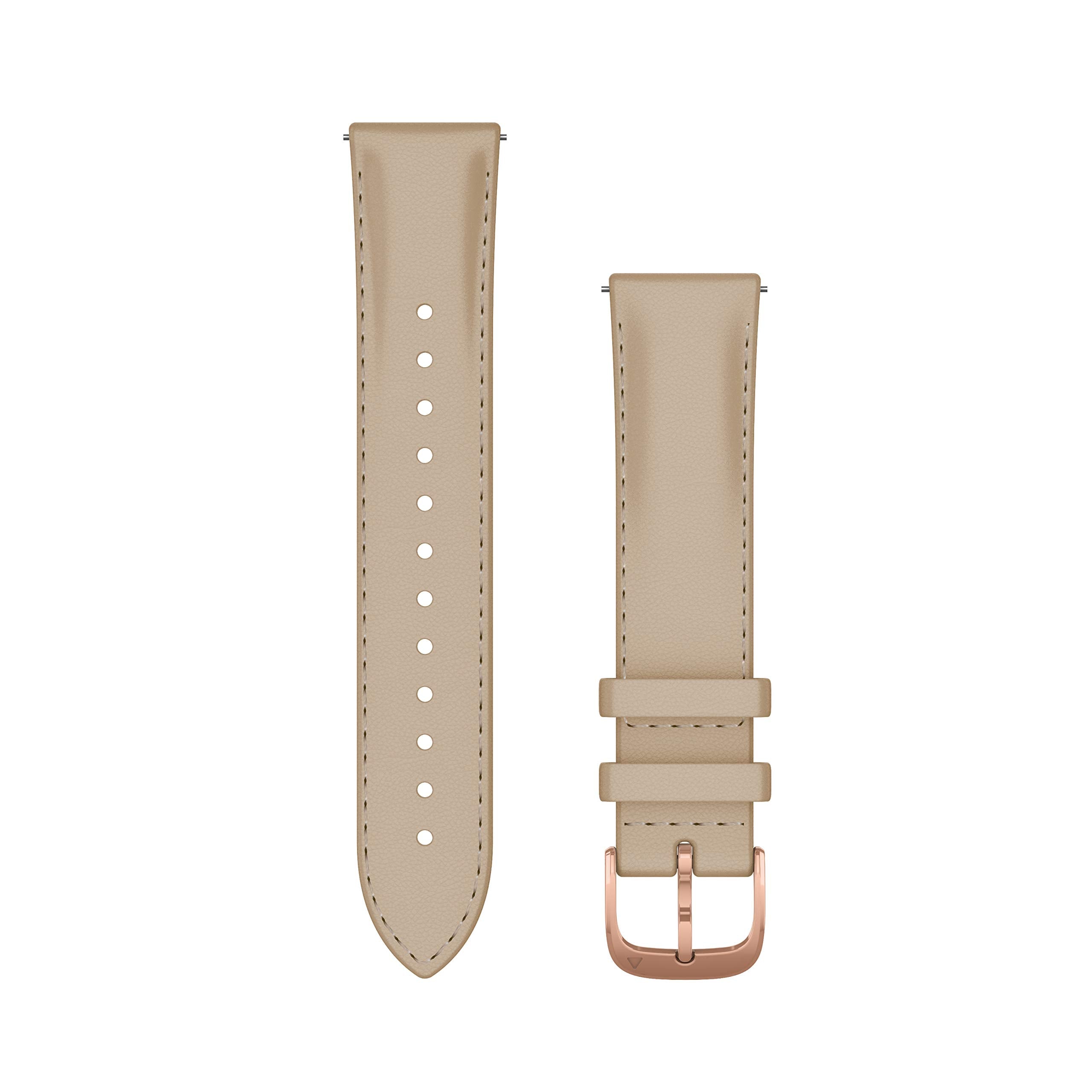 Garmin Quick-release strap Light Sand Band with 18K Rose Gold PVD Hardware 20mm Light Sand Leather Band with 18K Rose Gold PVD Hardware