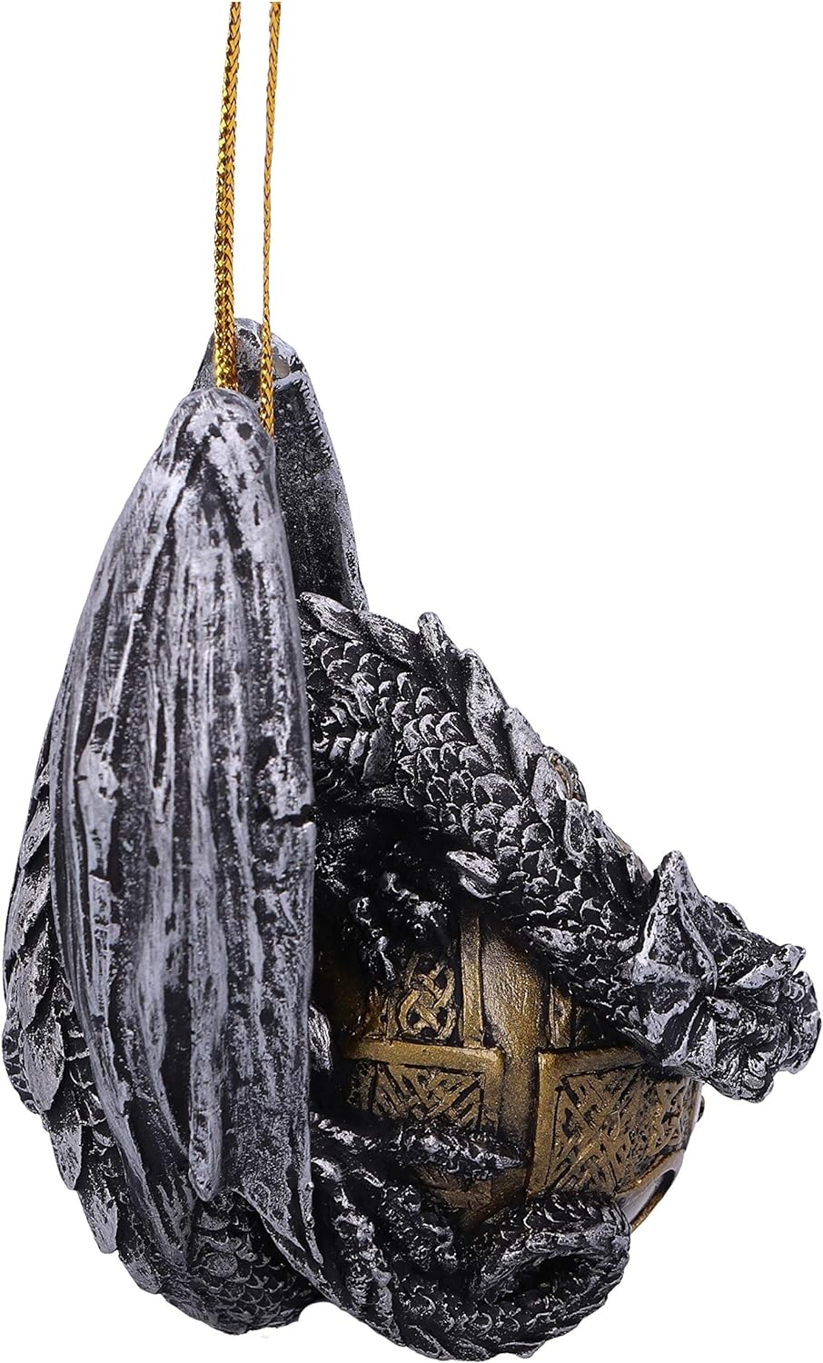 Nemesis Now Elden Dragon Festive Hanging Ornament 8cm, Resin, Gold, Gothic Christmas Decoration, Suspended By A Golden Thread, Cast in the Finest Resin, Lovingly Hand-Painted