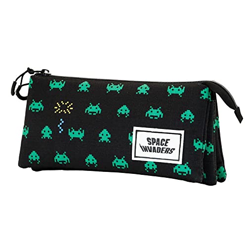 SPACE INVADERS - Pencil Case 3 comp - 23x11x10 -