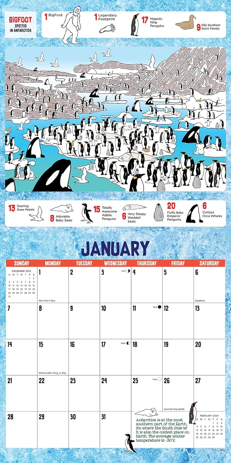 Bigfoot Seek & Find 2024 12 X 12 Wall Calendar
