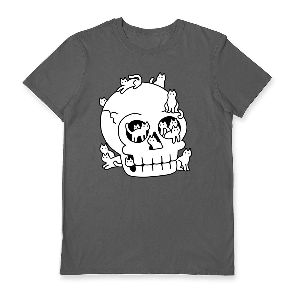 OBINSUN (SKULL FULL OF CATS) CHARCOAL UNISEX T-SHIRT