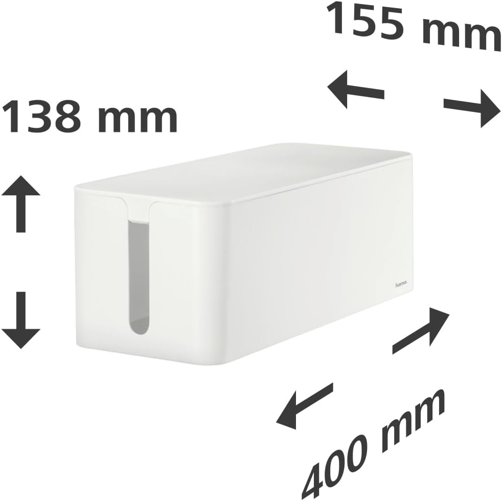 Hama Maxi Cable Box with Rubber Feet, 40 x 15.5 x 13.8 cm, White Large White