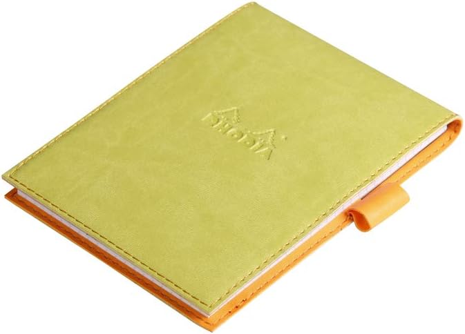 RHODIA 128206C - Clipboard Case + Stapled Notepad No. 12 Anise - 8.5x12 cm - Lined - 80 Detachable Sheets - White Clairefontaine Paper 80 g/m - Pencil Holder - Faux Leather - Rhodiarama Collection Anise Green A7+ Lined