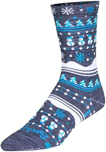 SockGuy Xmas Winter Sweater Blue Wool Socks L/XL