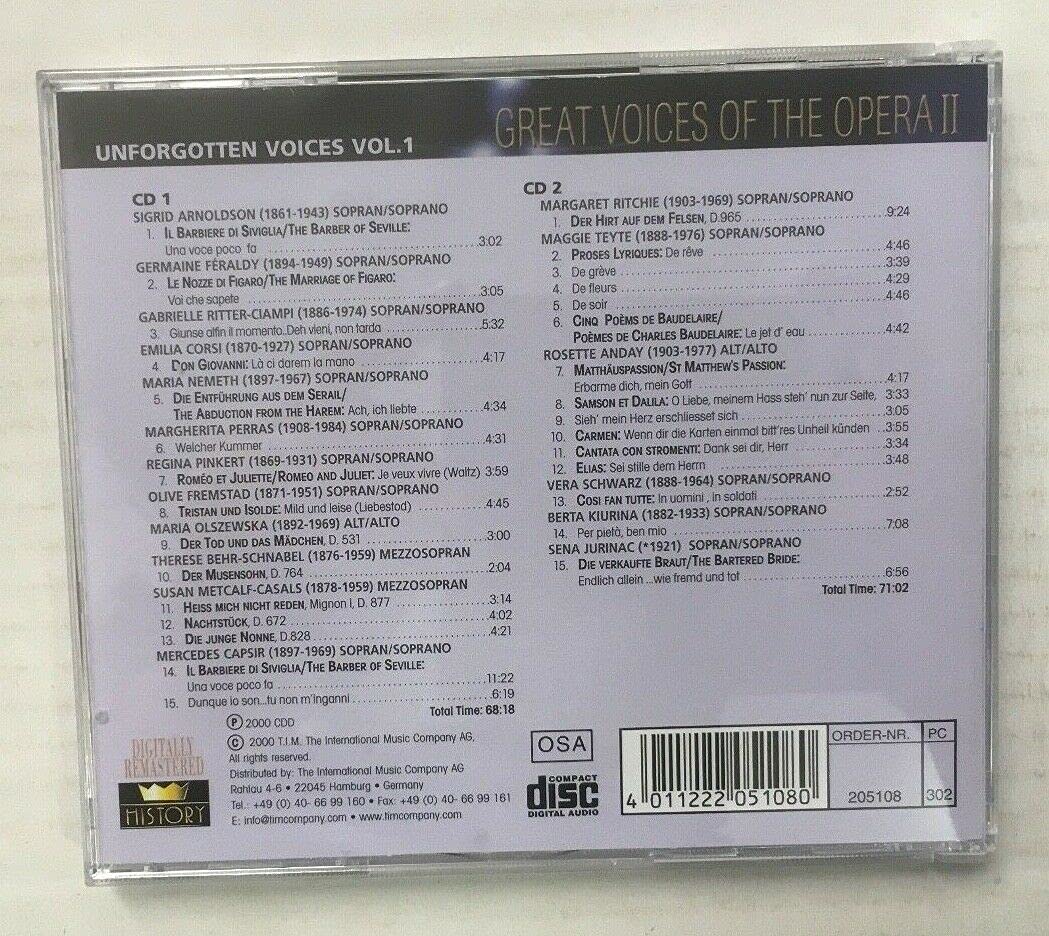 Great Voices of the Opera Unforgotten Voices S.Arnoldson,Anday etc.
