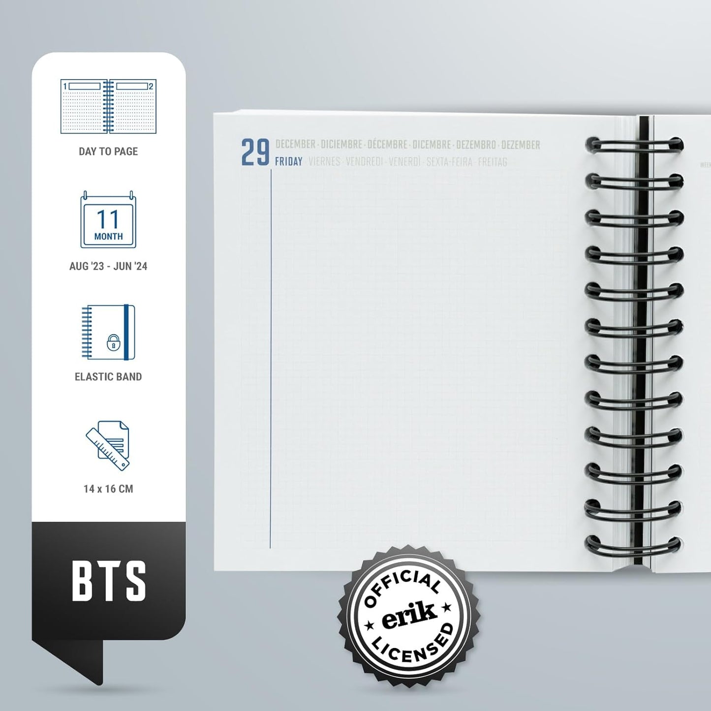 Grupo Erik BTS Diary 2023-2024 | Back To School 11 Months Academic Diary Day To Page | August 2023 - June 2024 | Mid Year Diary 2023-2024 With Stickers | BTS Gifts | BTS Merchandise | BTS Merch