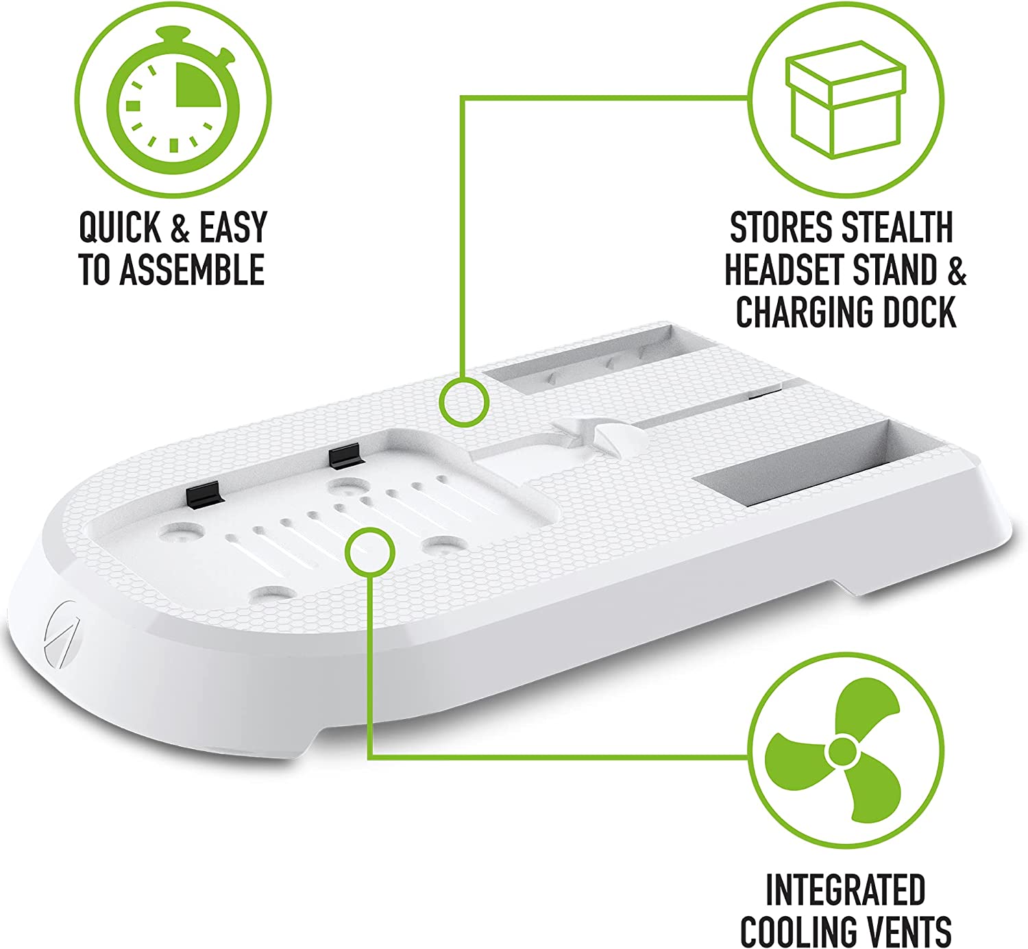 Stealth SX-C60 White Charging Station with Headset Stand for XBOX ONE Including Rechargeable Battery