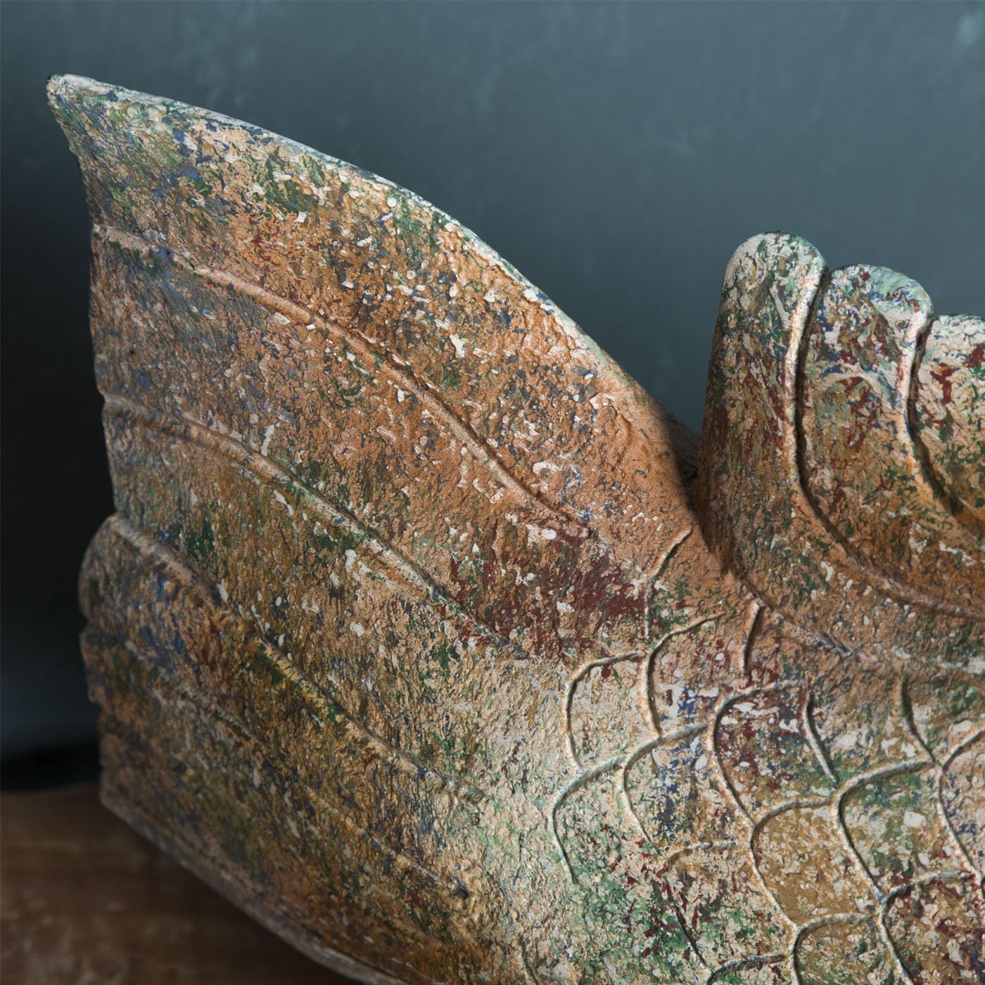 Belssia Fish, Wood, brown, green and black, 65 x 32 x 16 cm