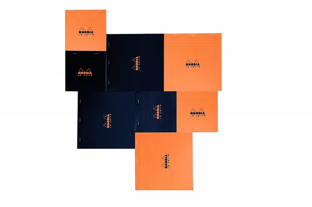 RHODIA 13200C - Stapled Notepad N°13 Orange - A6 - Small Squares - 80 Detachable Sheets - 80G Clairefontaine Paper - Soft, Resistant and Waterproof Coated Card Cover - Basics