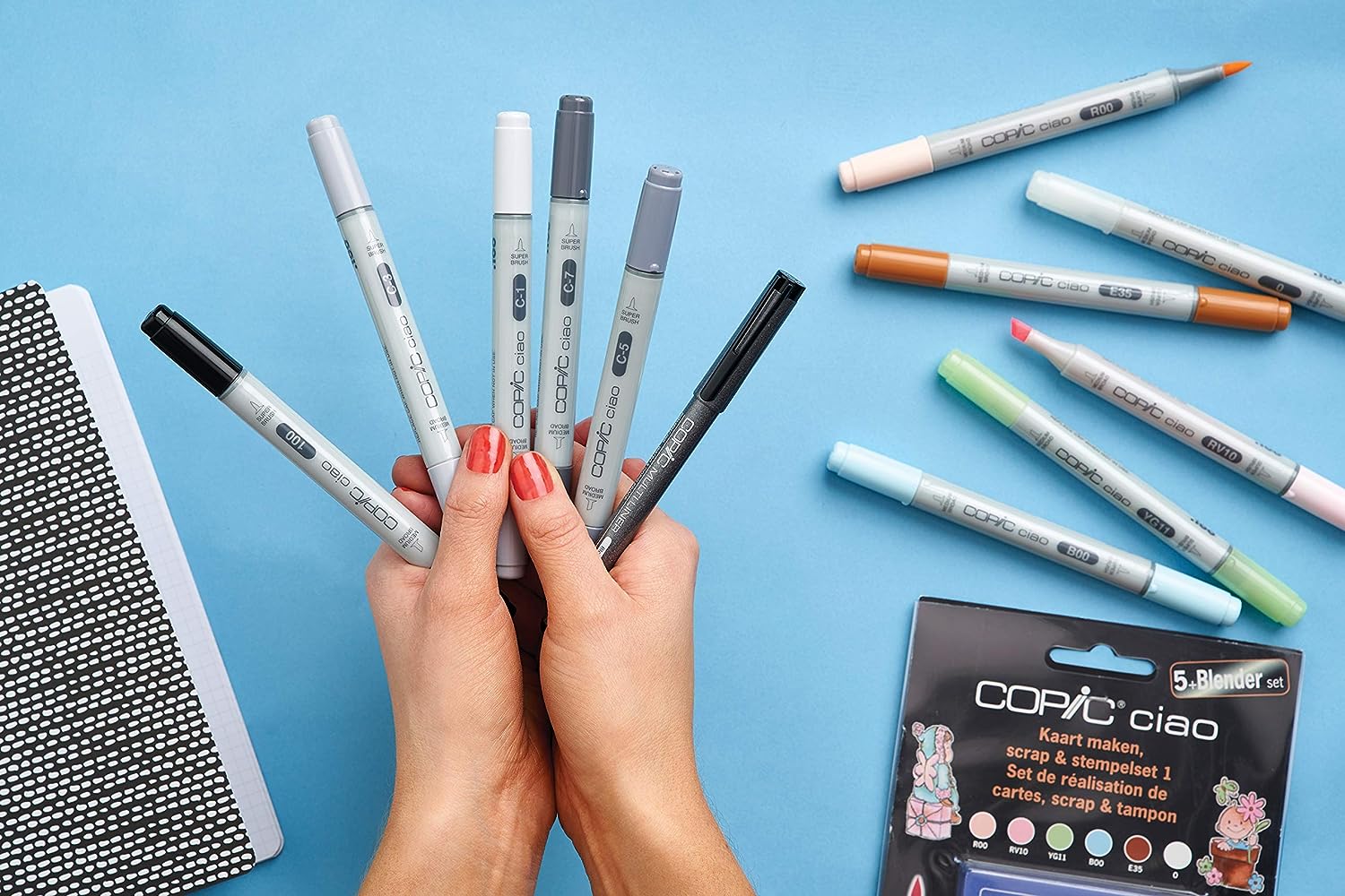 Copic Ciao 5+1 Manga Marker Set - 1 (Pack of 5 + Multiliner Pen) Copic Ciao Set includes Manga 1 Marker (Pack of 5)/ Multiliner Pen
