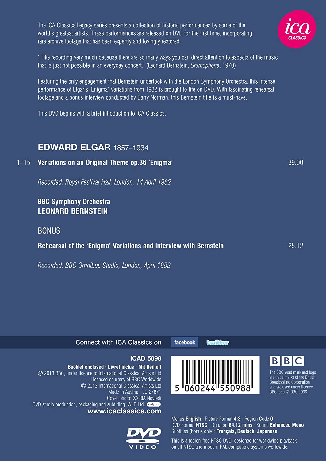 ELGAR: Enigma Variations (BBC Symphony Orchestra, Leonard Bernstein, 1982)
