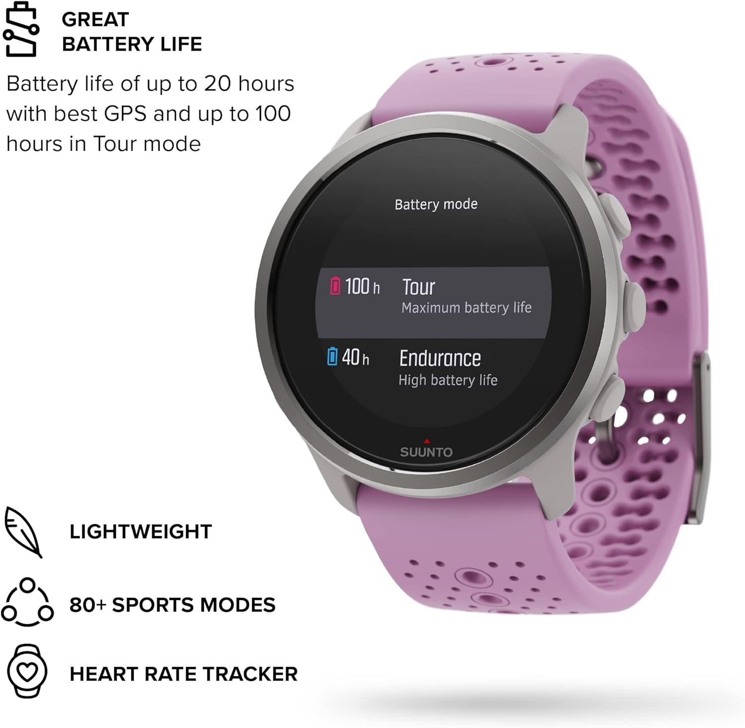 Suunto 5 Peak - 43 Mm - Grey - Sport Watch With Strap - Silicone - Band Size: S/M - Display 1.1`` - Bluetooth - 39 G - Wi