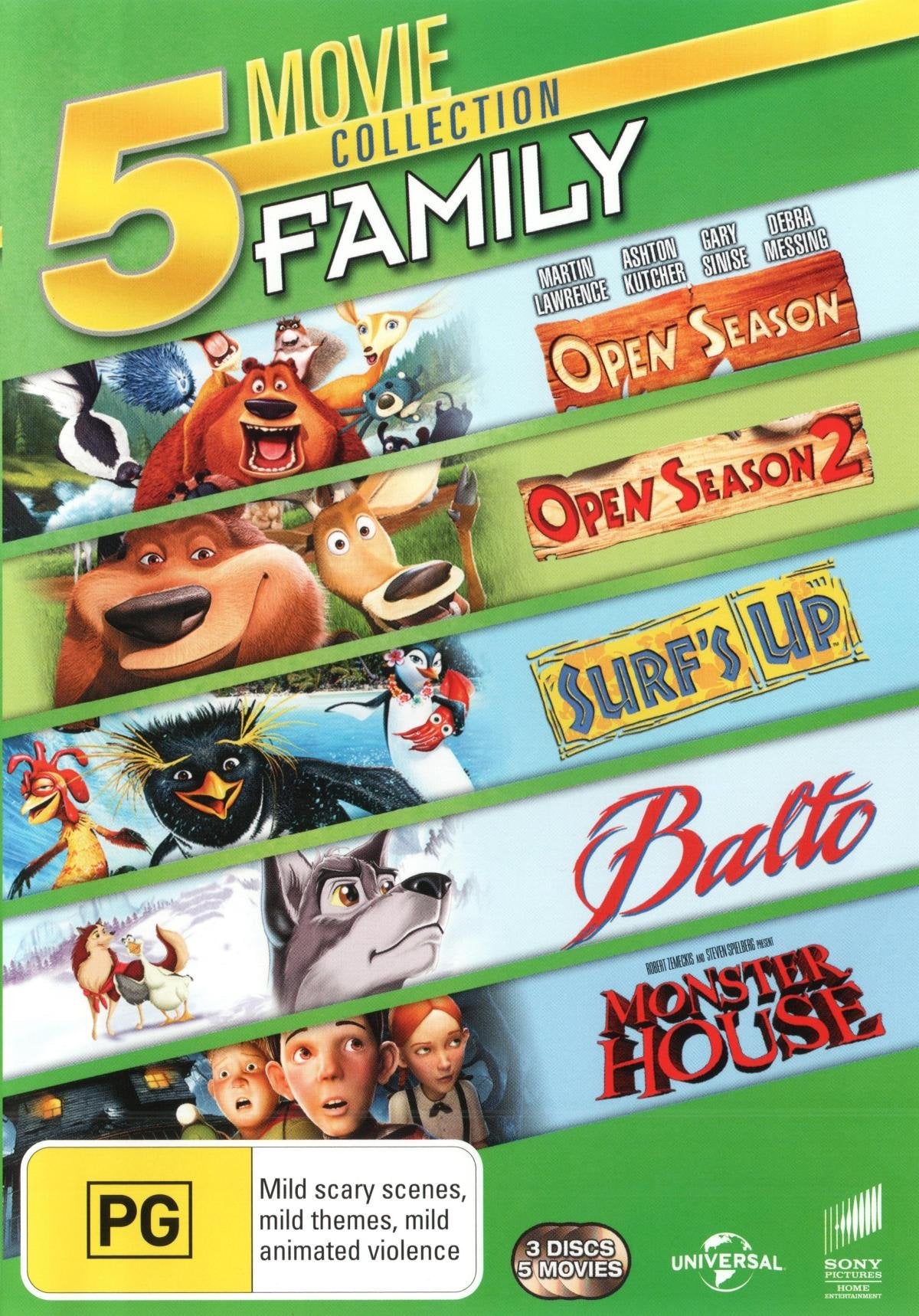 Balto / Monster House / Open Season / Open Season 2 / Surf'S Up Kids (3 Dvd)