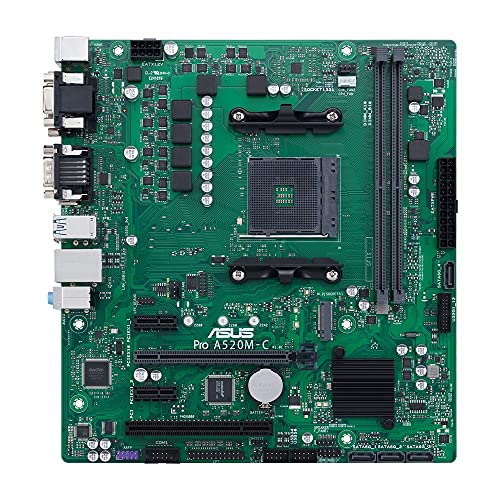 ASUS Pro A520M-C - Motherboard - micro ATX - Socket AM4 - AMD A520 - USB 3.2 Gen 1 - Gigabit LAN - onboard graphics (CPU required) - HD Audio (8-channel)