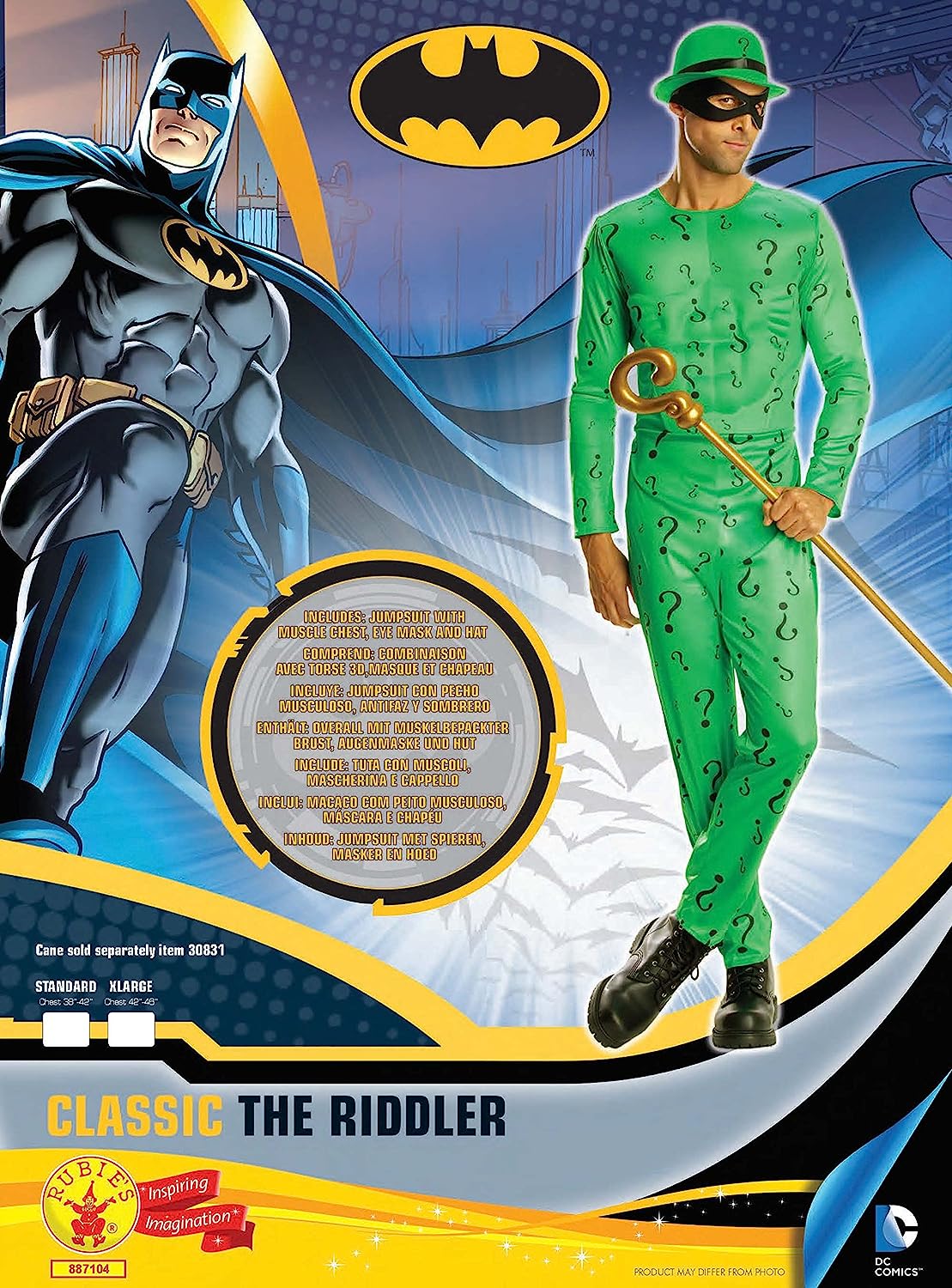 Rubie's 887104STD Official The Riddler Batman Villain Costume, Adult's, Standard
