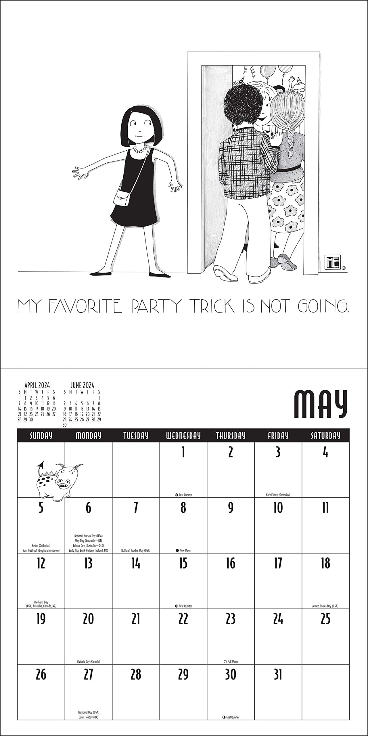 Mary EngelDark 2024 Wall Calendar