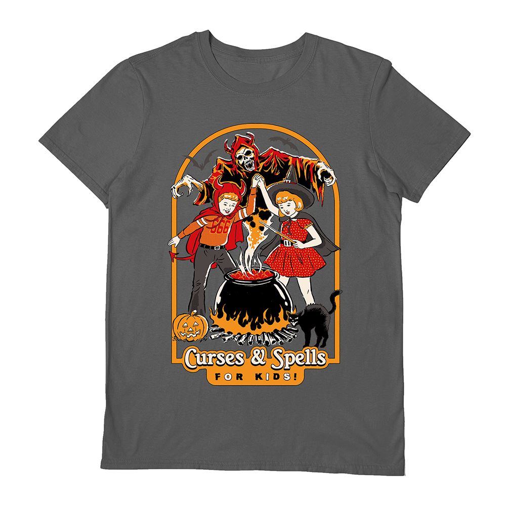 STEVEN RHODES (CURSES & SPELLS) CHARCOAL UNISEX T-SHIRT SMALL