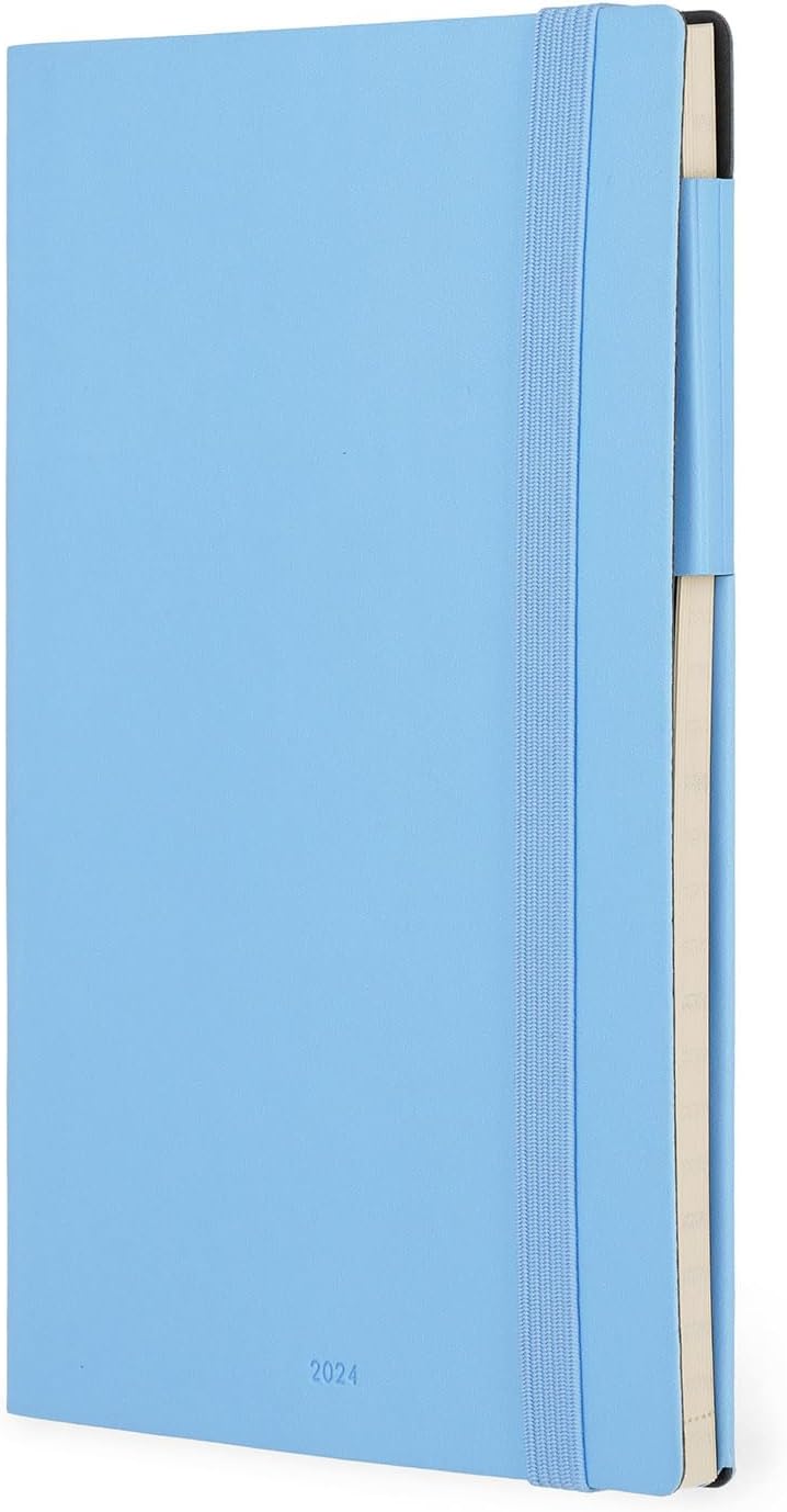 Legami - Medium Weekly Diary with Notebook, 12 Months, January 2024 December 2024, Week Detail on Left Page, Writing Space on Right Page, 12 x 18 cm, Crystal Blue