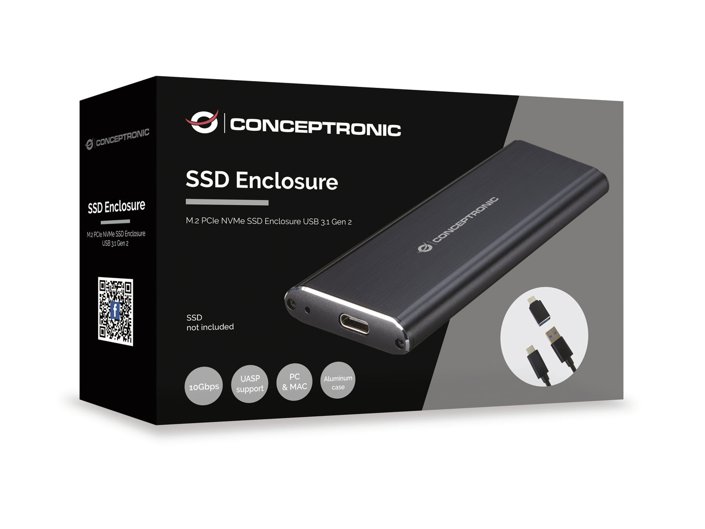 Conceptronic DDE01B storage drive enclosure SSD enclosure Black M.2