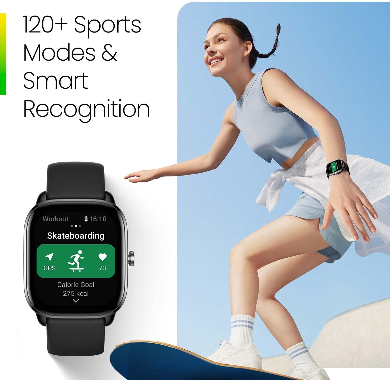 Amazfit GTS 4 Mini Smart Watch Fitness Tracker,24H Heart Rate & Blood-oxygen Monitoring,120+ Sports Modes, 5 ATM Water-resistance,GPS compatible with iPhone Android-Black GTS 4 Mini Black