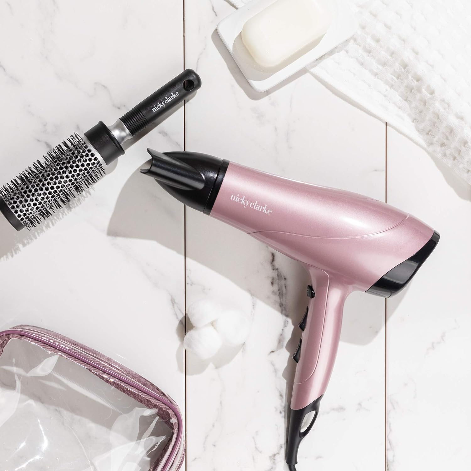 Nicky Clarke - Nicky Clarke Blow Dry Trio Gift Set 2000W Purple Hair Dryers with Cosmetic Bag and Ceramic Radial Brush