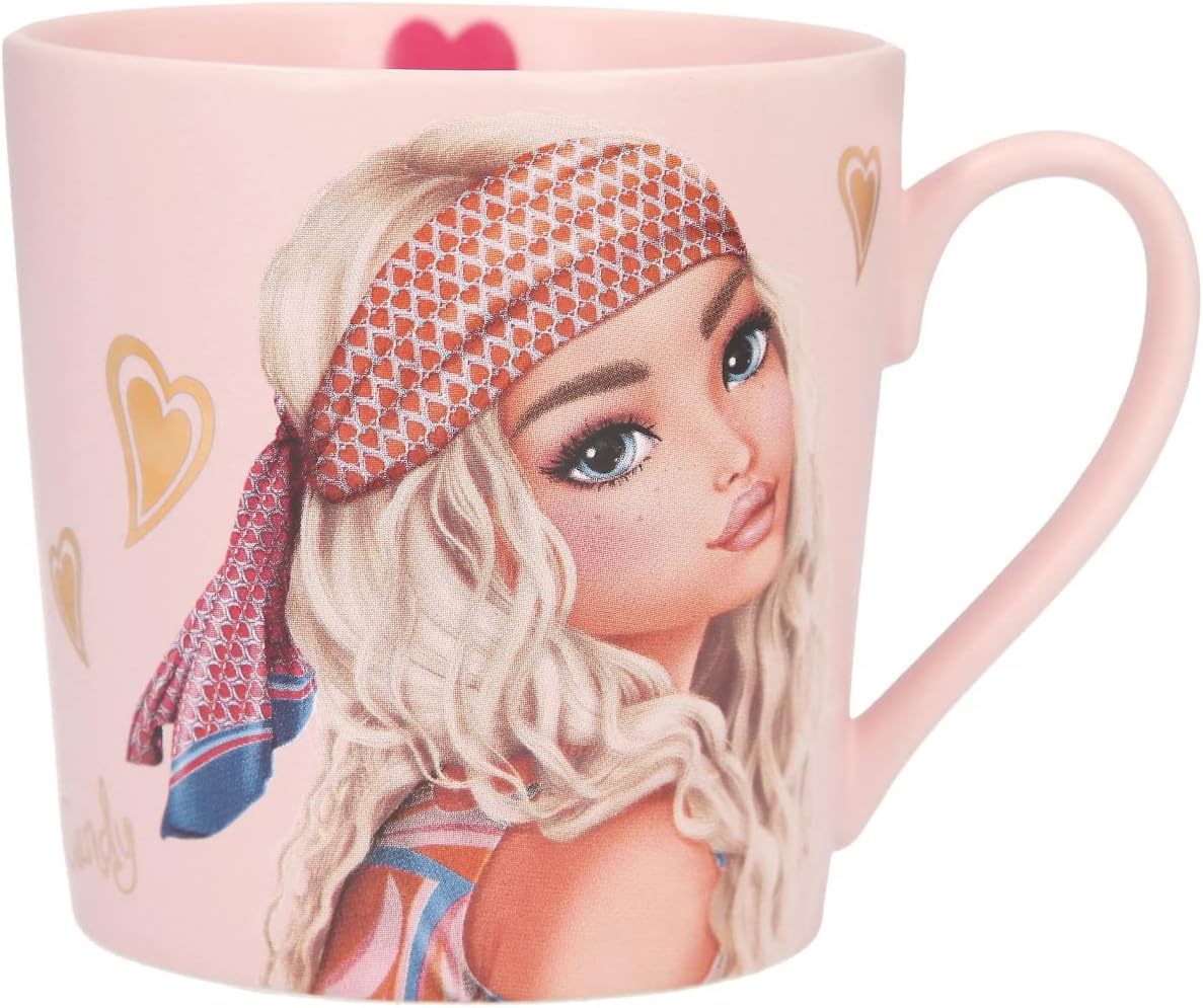Depesche 12034 TOPModel Seventies Mug in Light Pink with Model Motif Lettering and Gold Highlights Drinking Cup with Porcelain Handle Capacity Approx. 300 ml