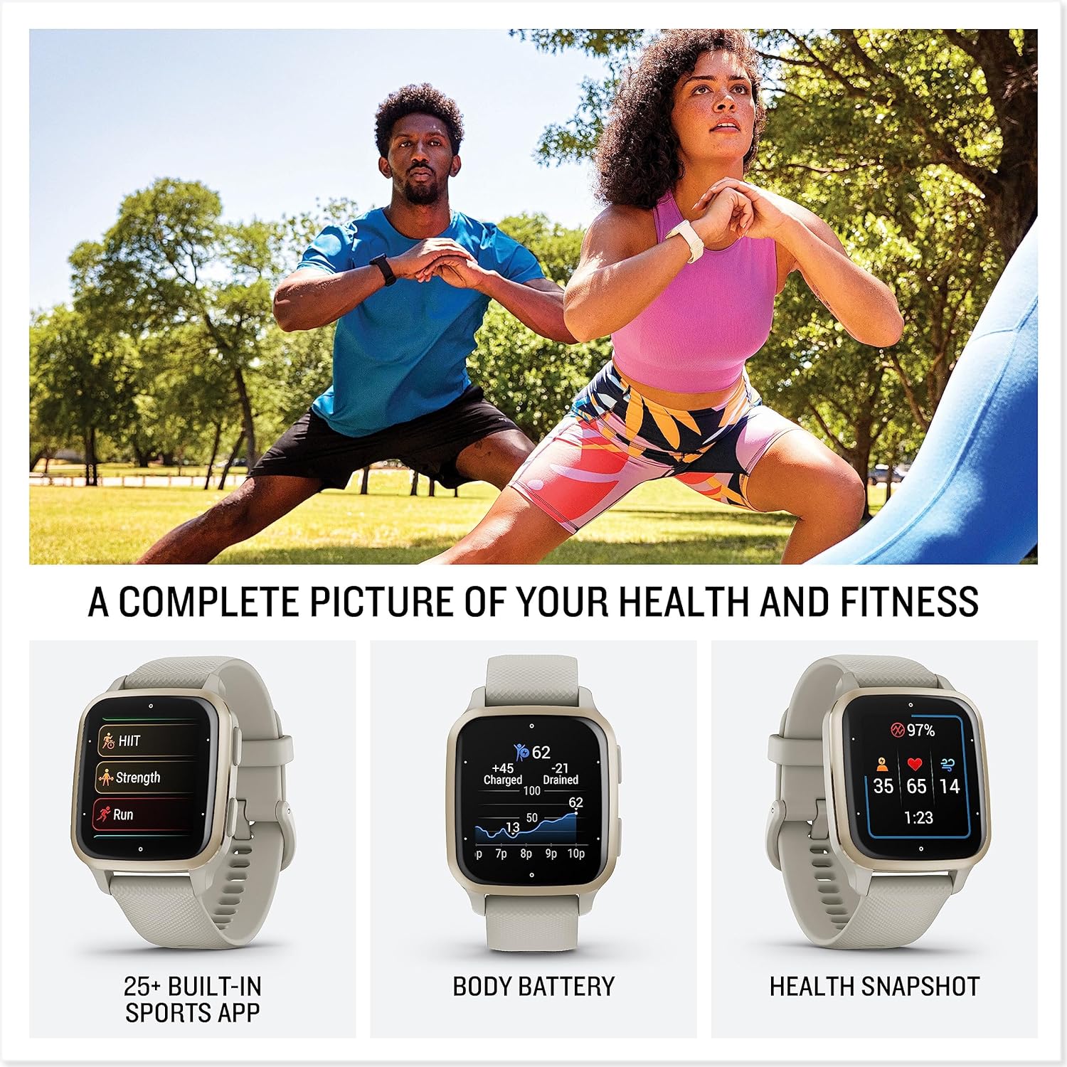 Garmin Venu Sq 2 GPS Smartwatch with All-day Health Monitoring, Cool Mint and Metallic Mint Venu Sq 2 Mint