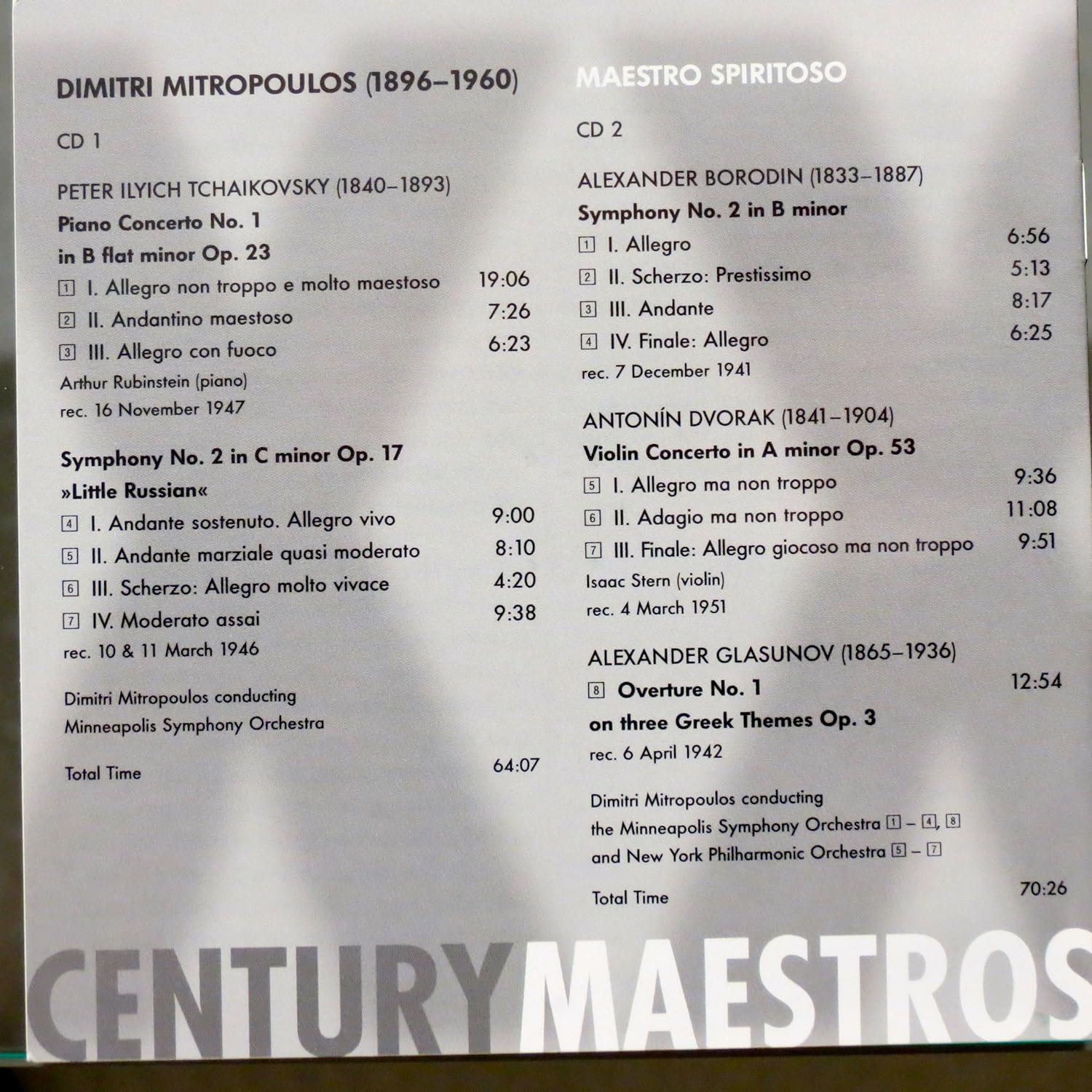 Tchaikovsky: Symphonies 1, 2; Borodin: Symphony 2; Dvorak: Violin Concerto op53; Glazunov: Overture 1