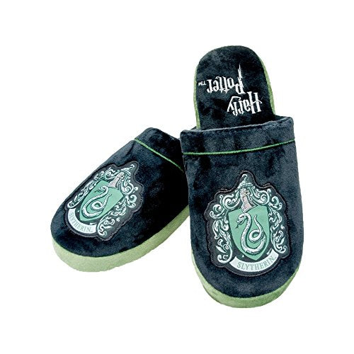 Harry Potter Slytherin Crest Slip On Slippers 5/7 UK Black Green