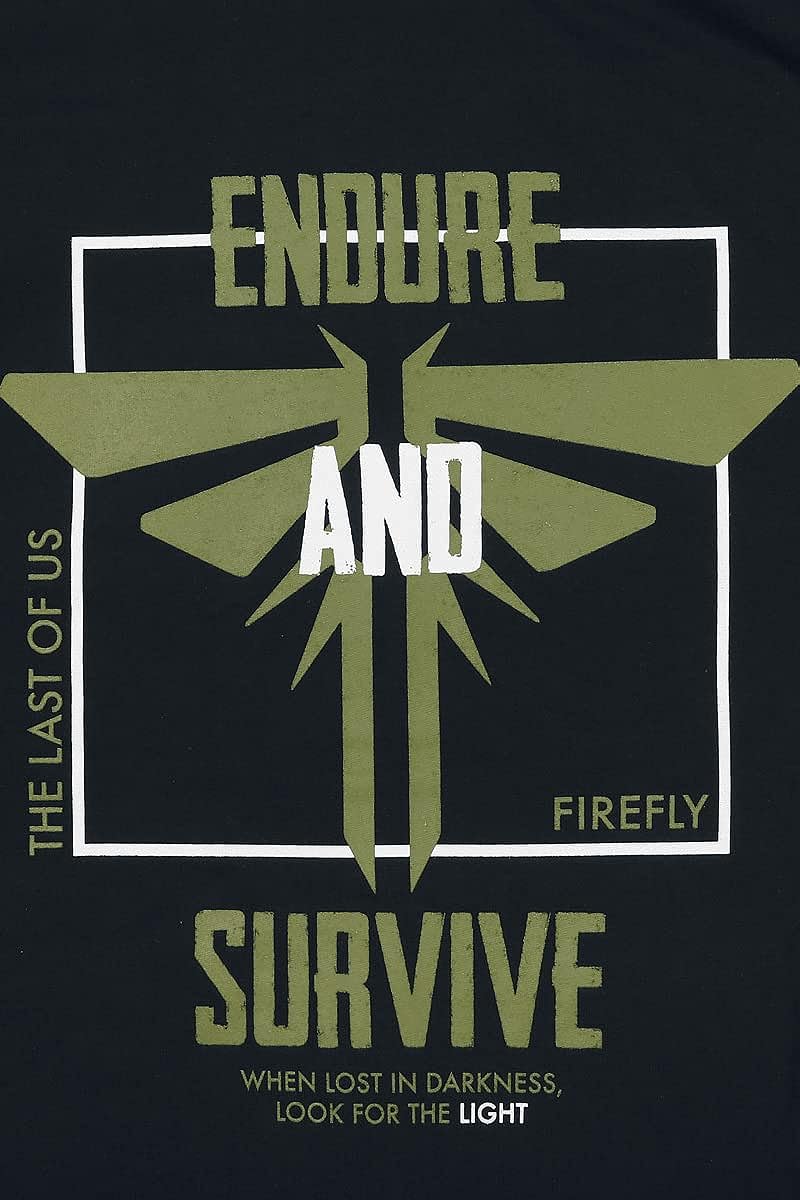 The Last Of Us Fireflies Lettering Graffiti Men's Hooded Jacket Black Fan Merchandise Gaming TV Series XL Black