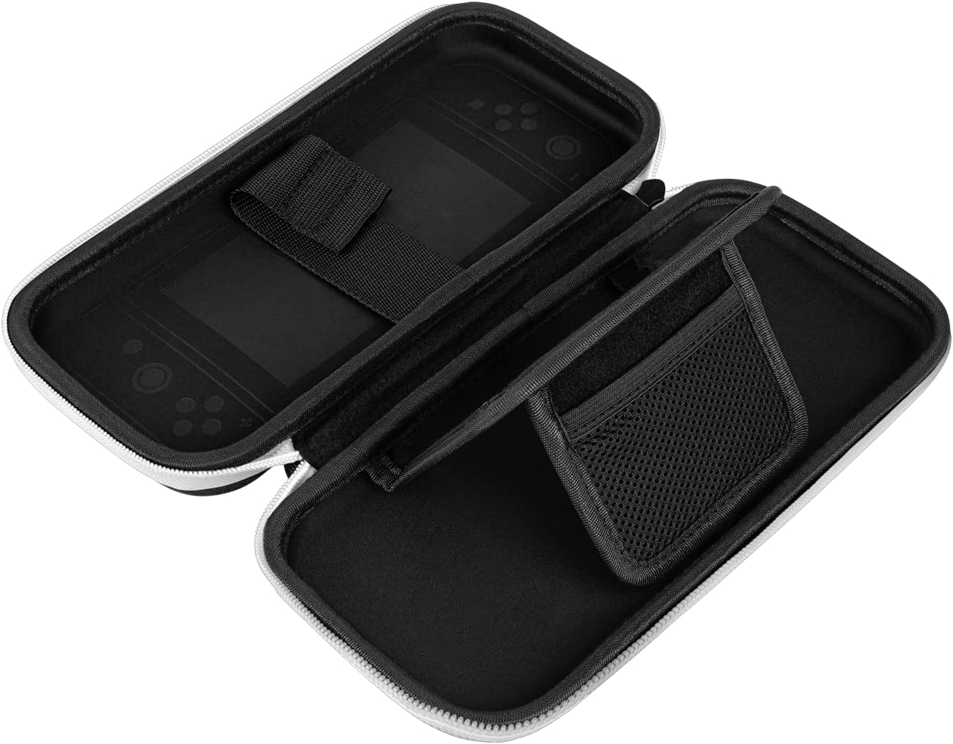 PDP Gaming Officially Licensed Switch Slim Deluxe Travel Case - OLED Edition - Hardshell Protection - Protective Vegan Leather - Black/White - Nintendo Switch Oled Black and White