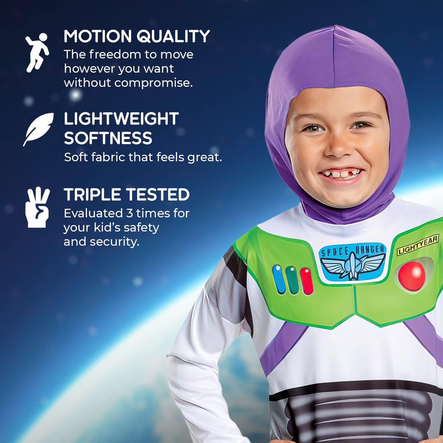 Disney Official Classic Buzz Lightyear Costume Kids, Buzz Lightyear Dress Up Onesie, Toy Story Dress Up Costume Fancy Dress, World Book Day Costumes for Boys