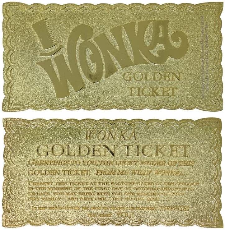 Fanattik Official Willy Wonka Golden Ticket Limited Edition - 1:1 Scale Replica Willy Wonka Collectible - Only 5000 Worldwide - Willy Wonka Gifts