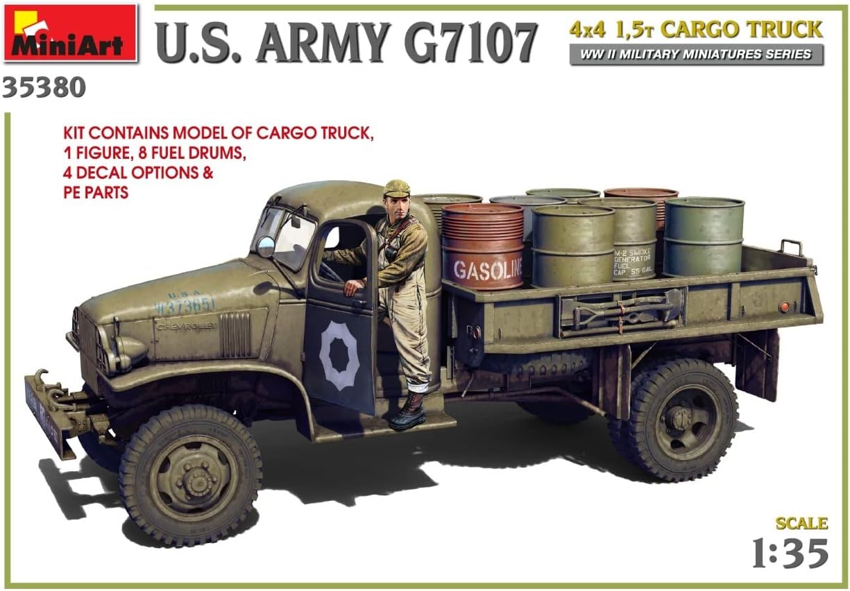 MiniArt MIN35380 1:35-U.S. Army G7107 4X4 1,5t Cargo Truck, Unpainted