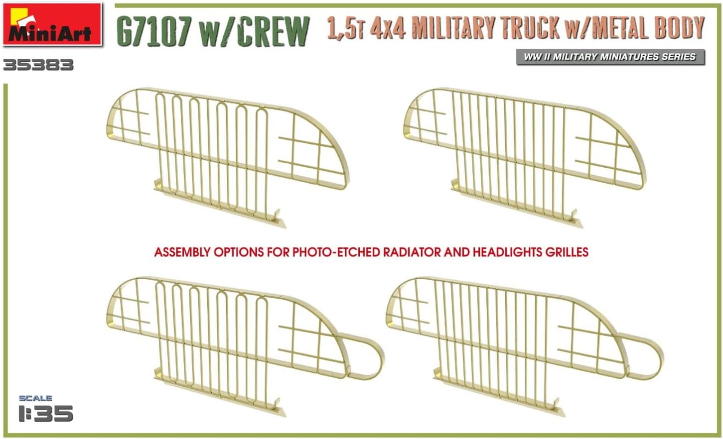 MiniArt MIN35383 1:35-G7107 w/Crew 4x4 Cargo Truck w/Metal Body, Molded Color