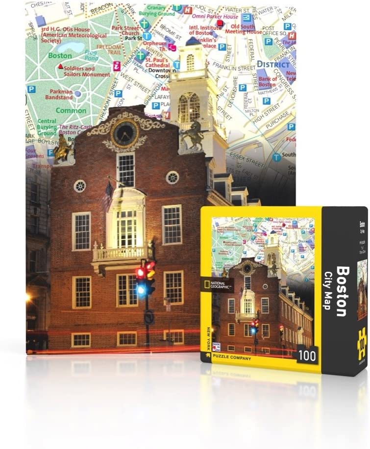 New York Puzzle Company - National Geographic Boston City Map Mini 100 Pieces Jigsaw Puzzle